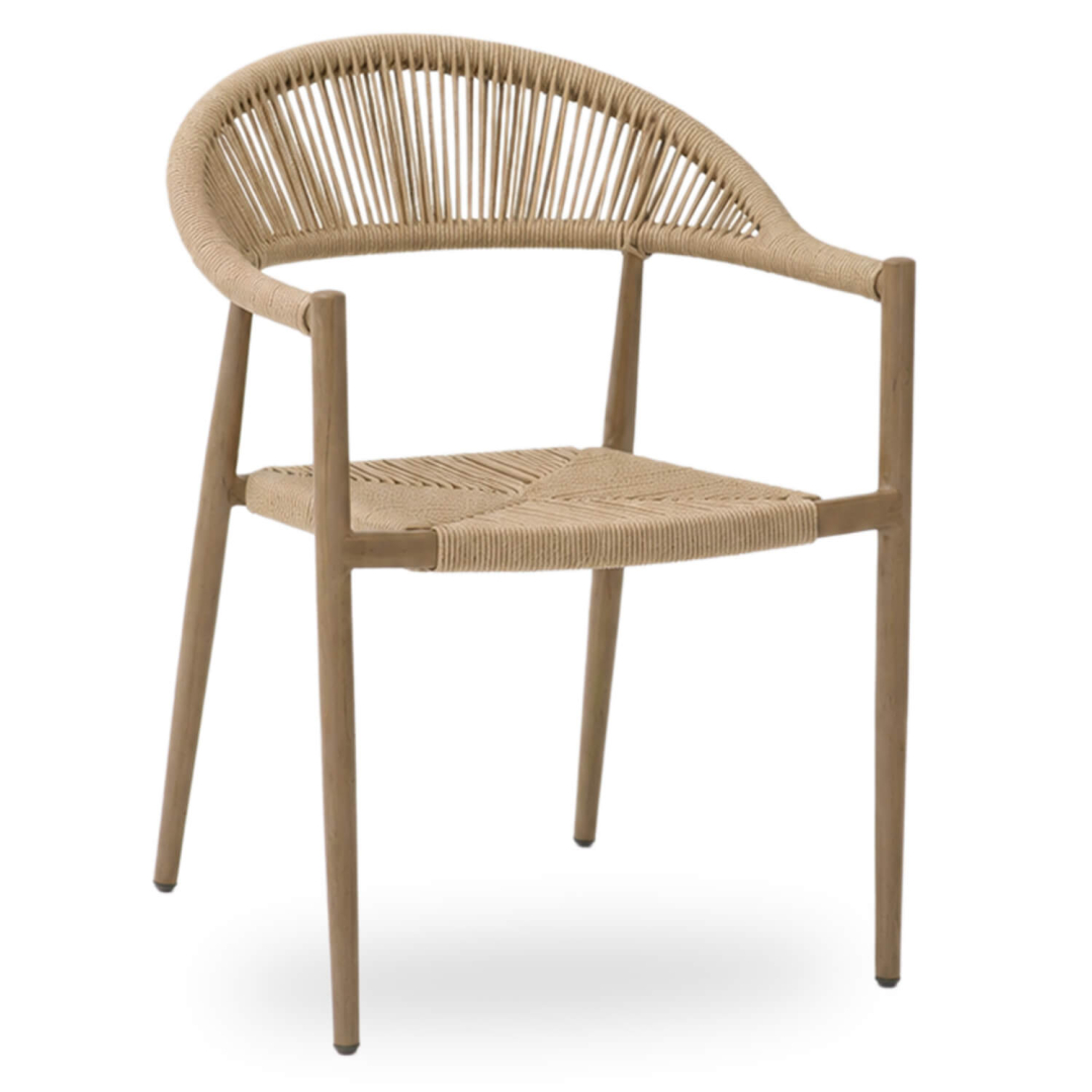 Terrasstoel-VOLGA-Armleuning-Stapelbaar-Naturel-Rattan