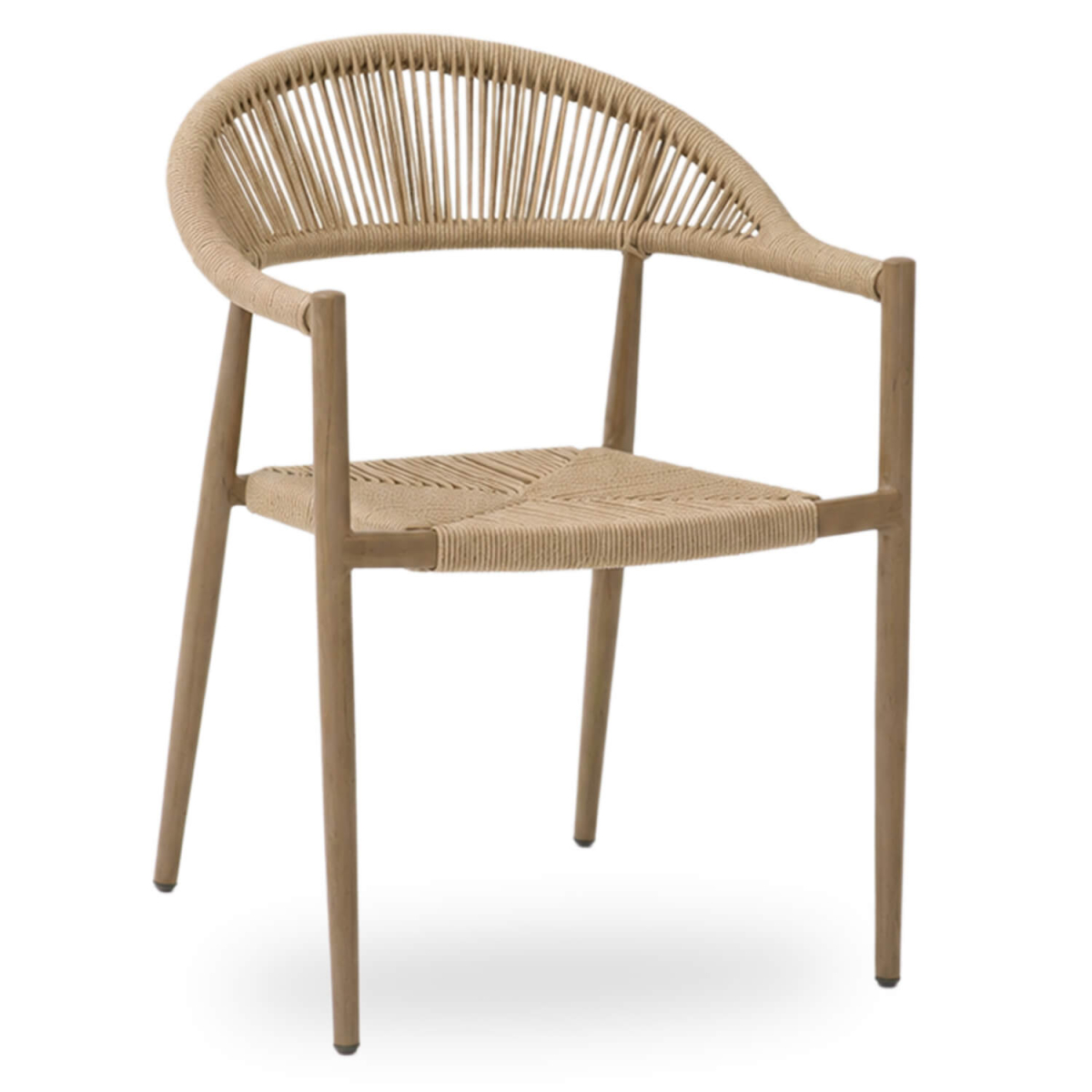 Terrasstoel-VOLGA-Armleuning-Stapelbaar-Naturel-Rattan