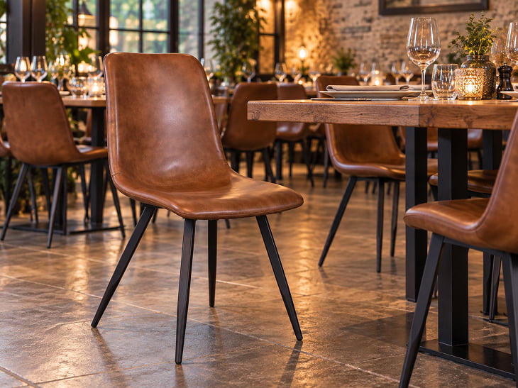 Chaise horeca en similicuir dans une salle de restaurant à Liège