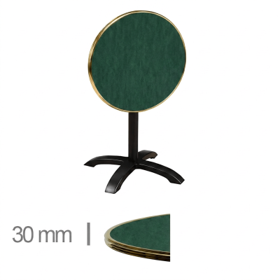Horeca-Terrastafel-Opklapbaar-Rond-Met-Messing-Rand-TERRASIA-GROEN-Ø70-cm